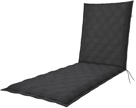 Doppler Auflage Rollliege Fusion Anthrazit I Gartenliege-Polster 200x60x7cm aus Baumwolle & Polyester I Liegestuhl-Auflage weich & bequem I Liegenauflage zum Festbinden an Rollliege