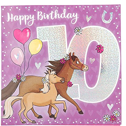 Depesche 11515-019 Zahlenkarte zum 10. Geburtstag mit Musik, veredelte Klappkarte mit originellem Innentext, inkl. Umschlag, Format 15,5 x 15,5 cm