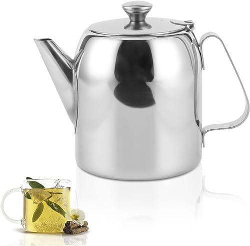 Uadme Theiere Inox, ThéIère à Tisane Bouilloire Alimentaire Tea Pot Bouilloire à Café pour Salon Salle de Conférence et Salons (850 ml)