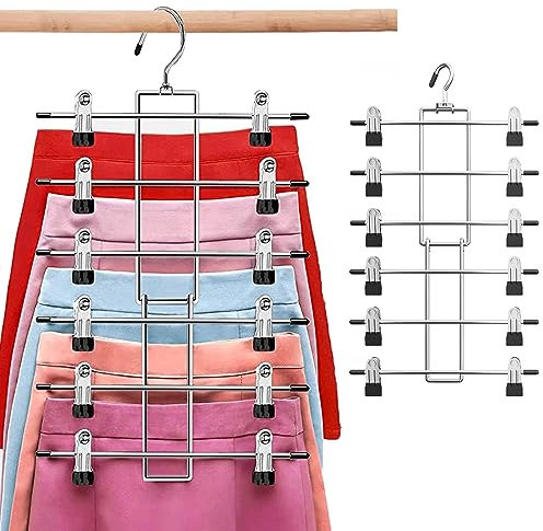 Hosenbügel Metall,Rockbügel, Kleiderbügel Platzsparende 2 Stück rutschfest Faltbare Edelstahl Kleiderbügel für Hosen, Schals, Jeans, Kleidung, Rockständern