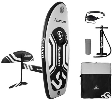 Spatium Unpowered Hydrofoil Boards Planche gonflable en aluminium pour le surf avec F200 sans moteur, gris clair 90 L Hydro Foil Board avec feuille F200