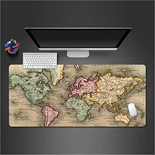 Großes Gaming-Mauspad 1200x600x3mm Farbige Weltkarte mit genähten Rändern,Erweitertes Mauspad,Langlebiger Rutschfester Naturkautschukboden,Waschbares Tastaturpad,Schreibtischunterlage für Gamer Büro