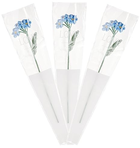 FINGERINSPIRE 3 Stück Gehäkelte Vergissmeinnicht Blume Hellhimmelblau Handgefertigt Gehäkelt Vergissmeinnicht Blumenstrauß Baumwolle Gestrickt Künstliche Blume Für Dekoration Hochzeitsstrauß Geschenk