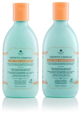 Nature Spell Hair Growth Shampoo and Conditioner Set 300ml x 2 – Growth Complex Sulphate Free Shampoo and Conditioner Sets – Improves Strength, Shine & Volume