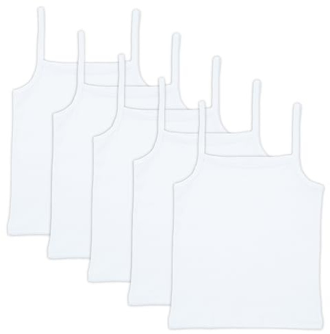 The Essentials Wardrobe Girls TEW 5 Pack Cami Vests - 8/9 YRS - White