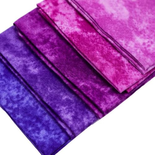 CraftsFabrics Fat Quarters Stoffpaket, abstrakt, bedruckt, 45 x 55 cm, 100 % Baumwolle, Violett, 5 Stück