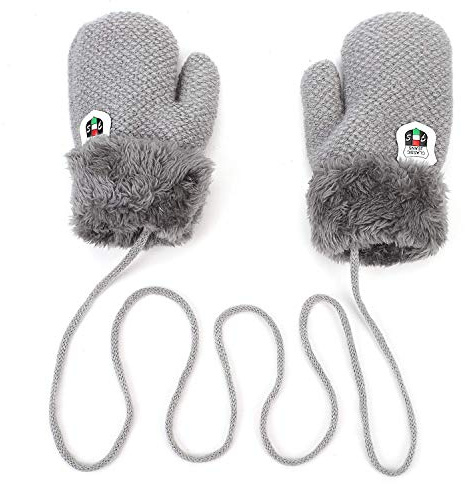 AVJERA 1-3 Jahre Baby Winter Handschuhe Kinder Gestrickte Fäustlinge Warm Verdickte Kinderhandsche Fausthandschuh mit Schnur Outdoor Weich Winterhandschuhe Skihandschuhe Handwärmer für Jungen Mädchen