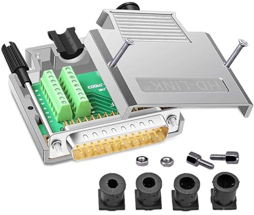 PENGLIN DB25-Stecker ohne Löten, Metallgehäuse, 25-polig, RS232 D-SUB, serieller Adapter