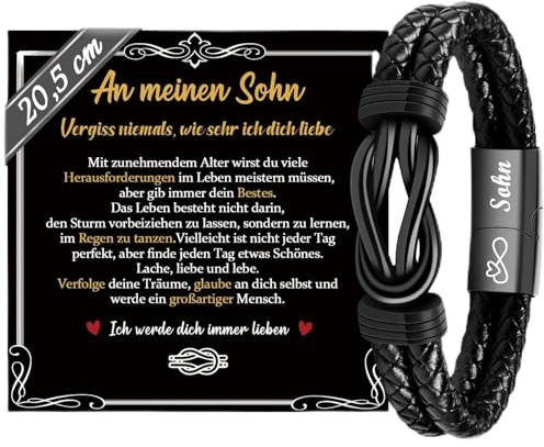 SUNSH Ich Liebe Dich Geschenke für Männer Sohn Papa Bruder, Armband Herren Sohn Papa Mann Bruder, 60 Geburtstag Mann, 18 Geburtstag Junge, Weihnachten/Valentinstag/Vatertagsgeschenke