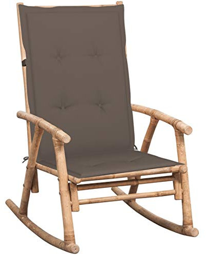 ZEYUAN Schaukelstuhl mit Auflagen, Sessel Wohnzimmer, Schaukelsessel, Stillsessel, Schwingsessel, Ohrensessel, Tv Sessel, Relaxsessel, Rocking Chair, Bambus