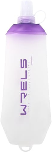 WRELS Flasque Running 500ml-Gourde Running Souple avec Anneau de Suspension,Bouteille D'eau Pliable sans BPA pour Course à Pied, Trail