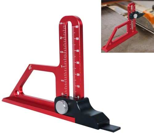 Woodworking Height Gauge, Depth Measuring Tool, Aluminum Alloy Table Saw Depth Measuring Ruler with Double Scale for Table Saw/Router/Drill Press