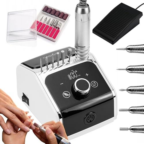 GASHIO® Nagelfräser für Gelnägel | Nail Drill 50W | Elektrische Nagelfeile | Maniküre Pediküre Set Elektrisch | Nagelfräser mit Kabel | Nagelfräser mit fußpedal | Nagelmaschine für nägel | 35,000u/MIN