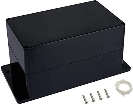 LMioEtool Scatola di derivazione, impermeabile e antipolvere, IP65, alloggiamento elettronico universale in plastica ABS, nero con orecchie di fissaggio, 200 x 120 x 113 mm
