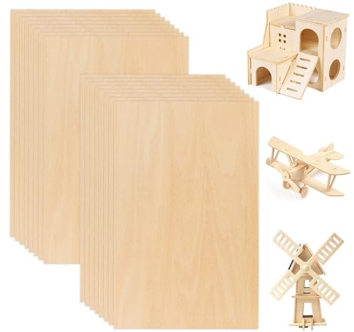 Plywood Sheets, 16PCS Basswood Sheets, 20*10*0.2cm Thin Wood Board Sheet | Density Fiberboard Wooden Sheet Replacements for Home Decoration DIY Crafts Projects Woodcraft Model