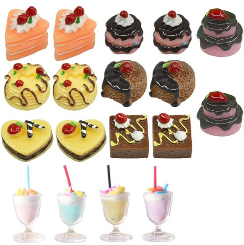 Miniatura Cibo Giocattolo,18Pezzi Accessori Per la Casa Delle Bambole Alimentari in Miniatura,Torta Modello Da Dessert Modelli Alimentari,Gioco Set Di Cibo Gioco Di Ruolo Cibo