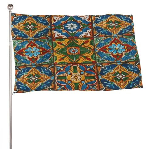 Mexikanische Keramikfliese Flagge Garten Flagge Garten Flaggen für Außen Garten Flaggen Willkommen Garten Flagge Saisonale Garten Flaggen Haus Flagge Outdoor Flagge Willkommen Flagge Verwischen