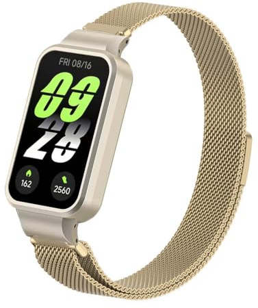 Koelaa Metallarmband kompatibelt med Xiaomi Smart Band 9 Active, magnetiskt ersättningsarmband i rostfritt stål, justerbart metallarmband-champagneguld