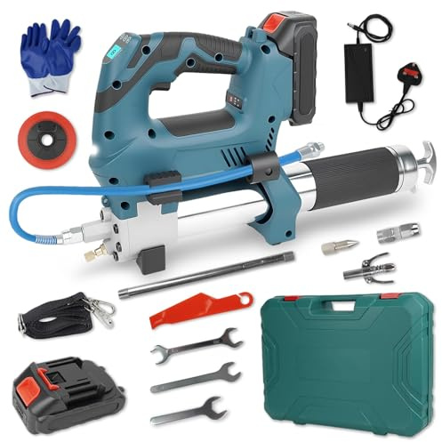 WUDLEP Cordless Grease Gun - 12,000 PSI Electric Grease Gun Battery Powered, Electric Grease Gun 21V Tools with 24” Long Hose, Box, Battery and Charger