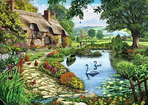 Jigsaw Puzzles for Adults 1000 Piece Swan Lake Residence 27.56 x 19.69 Inch Jigsaw Puzzles for Adults Educational Game Challenge Toy 1000 Piece Puzzle for Adult