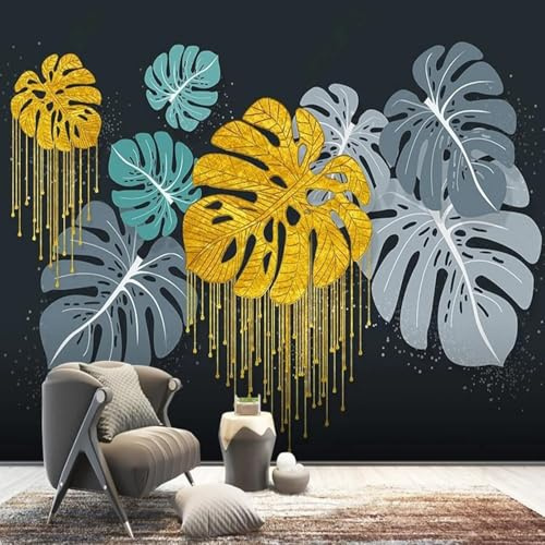 Papel Pintado Mural, 3D Planta Flores Hojas 140(W) X70(H) Cm Papel Tapiz Autoadhesivo Para Sala De Estar, Dormitorio, Tv, Fondo, Oficina, Restaurante, Habitación, Foto De Pared Extraíble-9103399