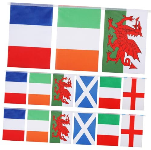 HOMOCONO 1 Satz International Flag Bunting Banner Länderflaggen England Schottland Lange Wimpelkette für Partys Festivals und Veranstaltungen