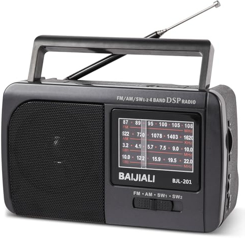 Vintage Style Portable AM/FM/Shortwave Radio - Battery Powered Radio with 3W Speaker, Compact & Lightweight for Home, Emergency Radio, Outdoor Use (BJL-201)