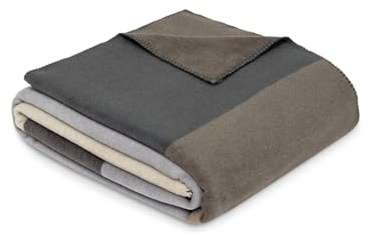 Ibena Portofino Decke 150x200 cm - Baumwollmix weich, warm & waschbar, Kuscheldecke braun grau