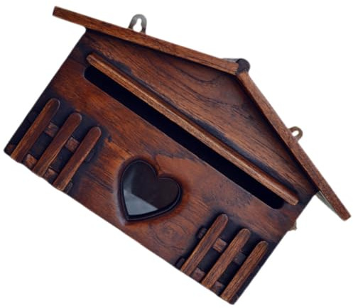 Sewroro Cassetta Postale da Parete in Legno Antipioggia Stile Vintage a Forma di Casa Cassetta delle Lettere per Esterni Ampia Capacità Scatola per Suggerimenti e Posta per Villa