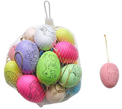 Osterei Set Aus Kunststoff, 20 Stück, Bunt Bemalte Eier, Bastelbedarf Für Kinder