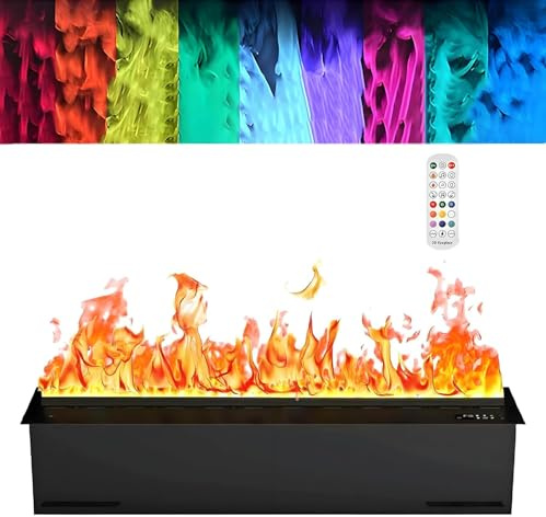 Chimenea De Vapor De Agua 3D, Chimenea Eléctrica Incorporada De Vapor De Agua De Llama Atomizadora 3D con Efecto De Llama Led, Control Táctil/Remoto/aplicación, Llenado Automático De Agua