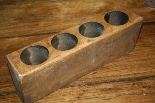 JumpingLight 4 Hole Wooden Sugar Mold Wood Candle Holder Primitive Cast Iron Decor for Vintage Industrial Home Accessory Decorative Gift