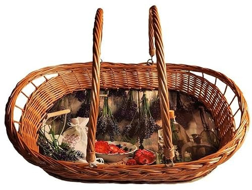 LovinBirds Frühstückstablett Weidentablett bewegliche Henkel Weide 52 cm x 40 cm