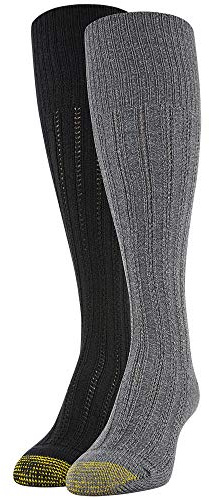 GOLDTOE Women's Eco Tuckstitch Knee Highs, Charcoal/Black, Medium
