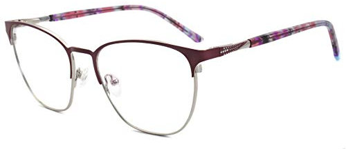 MOSTAR Retro Halber Rahmen Brillen Ohne Stärke Frauen Nerd Brillen Mit Klarer Linse Leichter Metallrahmen Gläser Silber