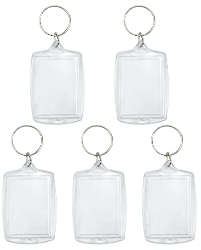 Syolee Photo Keyring 5 Pcs Double Sided Blank Picture Keychain Personalised Photo Key Fob Holder with Split Ring