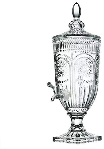 Boisson Distributeur de jus, fontaine eau fraiche jarre verre fontaine cocktail Distributeur de Bière, avec Robinet Couvercle, pour Boissons gazeuses, Jus, Limonade 3LA