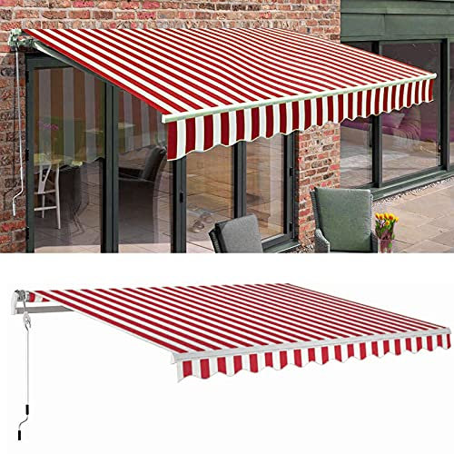 0℃ Outdoor Gelenkarmmarkise, Einziehbare Markise mit Kurbela und Handkurbel, Sonnenmarkise Winkel Einstellbar, Markise mit Wasserdichter Beschichtung für Terrasse Balkon Veranda,#2,4x2.5m