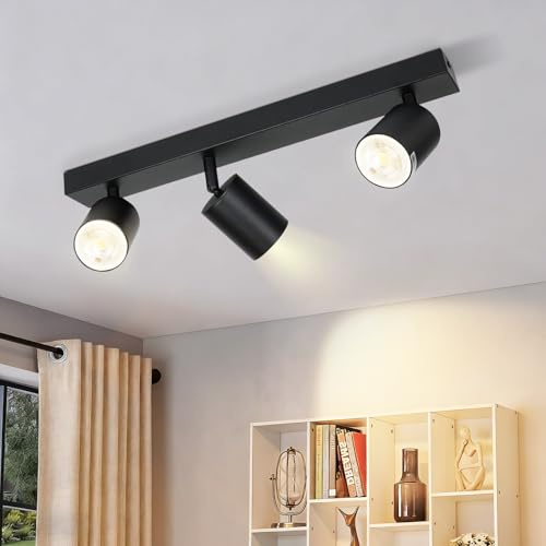 ZMH Plafonnier LED noir spot de plafond plafonnier GU10 spots 3 flammes