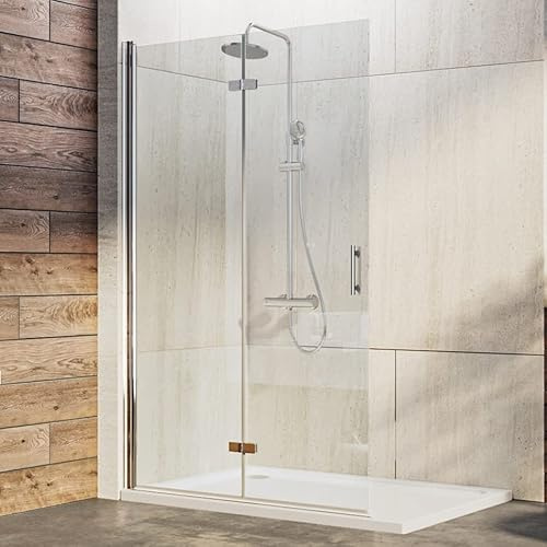 IMPTS Walk-In Duschwand für Dusche Duschtür 120x195cm Faltbar+Drehbar Duschabtrennung ESG Nano Glas