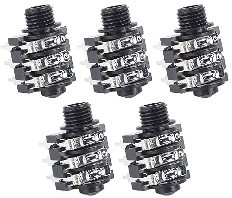 Stereo-Klinken-Mikrofonanschluss, 6,3 Mm Kunststoff, Stabile Signale, 5 Stereo-Klinkenbuchsen, Gute Klangqualität für Gitarre (umkehren)