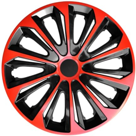 Luckyberg Radkappen 14 Zoll Strong | Radzierblenden 4er-Set für die meisten Automarken und Stahlfelgen, Zierkappen in vielen Farben. Felgenabdeckung für Autofelgen. (14 - ROT/SCHWARZ)