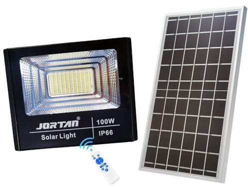 Jortan Faro a Led con Pannello Energia Solare 100W Batteria al Litio 12 ore