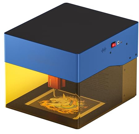 SCULPFUN iCube Machine à graver laser 3W avec filtre à fumée, gravure par application, vitesse de gravure 10 000 mm/min, alarme de température, mise au point laser 0,02 mm pour bois