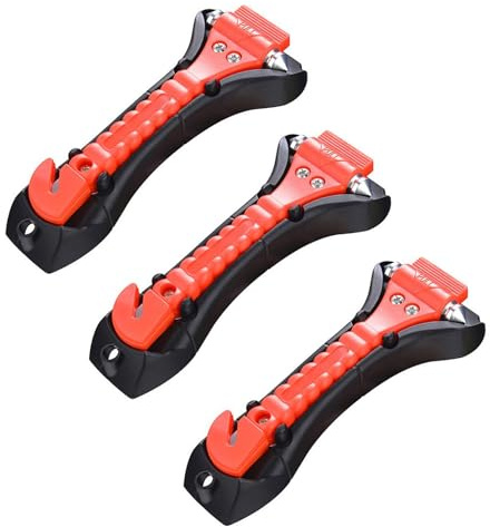 GERUI 3 Stück Notfallhammer fürs Auto-Notfallhammer, 2 in 1 Nothammer Auto,Auto Sicherheits Hammer mit Auto fensterbrecher und Sicherheits gurtschneider,fürs Auto, Bus