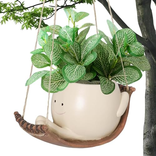 Campsie Hängende Blumentöpfe Mit Schaukel Gesicht, Langlebiger Pflanztopf Für Die Wand, Blumentopf Mit Lächeln-Gesicht Und Schaukel, Swing F Übertopf Für Haus Und Garten