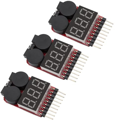 Heevhas 3PCS RC 1S-8S 2 in 1 Lipo Akku Tester Monitor Niederspannungs-Summer Alarm Spannungstester Lipo Warner Batterie-Prüfgerät Buzzer Alarm mit LED-Anzeige für Lipo Life LiMn Li-Ion Akku