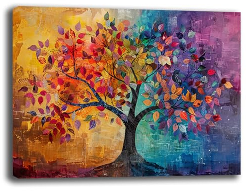 Printerland Quadro Moderno soggiorno ALBERO della VITA Astratto Quadri moderni da Parete XXL grande Stampa su tela Canvas Decorazione Murale muro Arredo Camera da letto Salone (16, 50x70 cm)