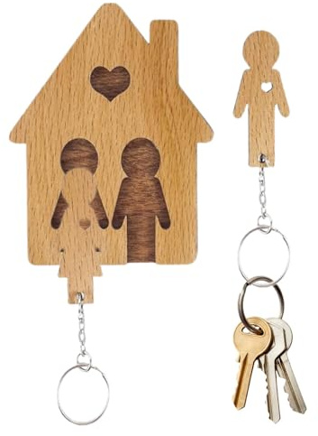 Gancio per chiavi in legno per coppia, portachiavi da parete | Ganci per chiavi di ingresso Mensola per chiavi a parete | Porta chiavi montato a parete per ingresso