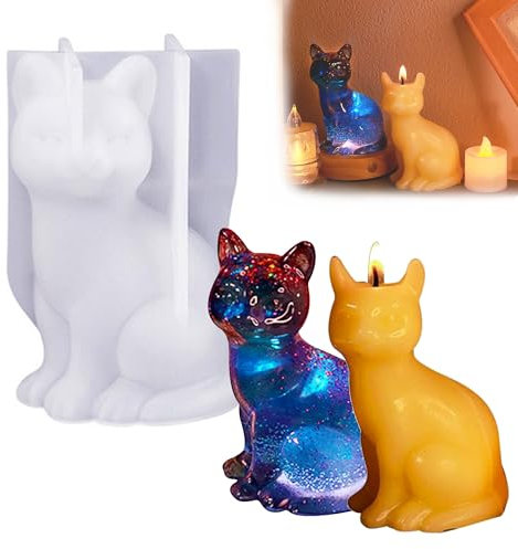 CHENNAN Stampi in Silicone per Colata a Forma di Gatto, Stampi per Candele Gattino 3D, Stampo per Sapone Gattino 3D Resina Epossidica, Stampo 3D per Candela in Silicone Gatto Pratico, Artigianato (A)